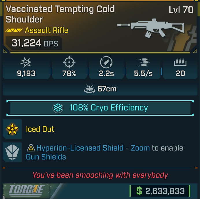 ⭐[GOD ROLL] L70 COLD SHOULDER (CRYO) - SEE IMAGE FOR STATS⭐