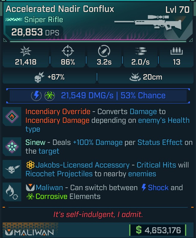 ⭐[GOD ROLL] L70 CONFLUX (SHOCK/CORROSIVE) - FIRE CONVERT - SEE IMAGE FOR STATS⭐