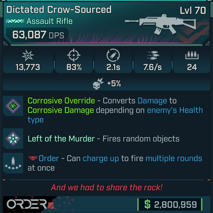 ⭐[GOD ROLL] L70 CROW-SOURCED (CORROSIVE CONVERT) - SEE IMAGE FOR STATS⭐