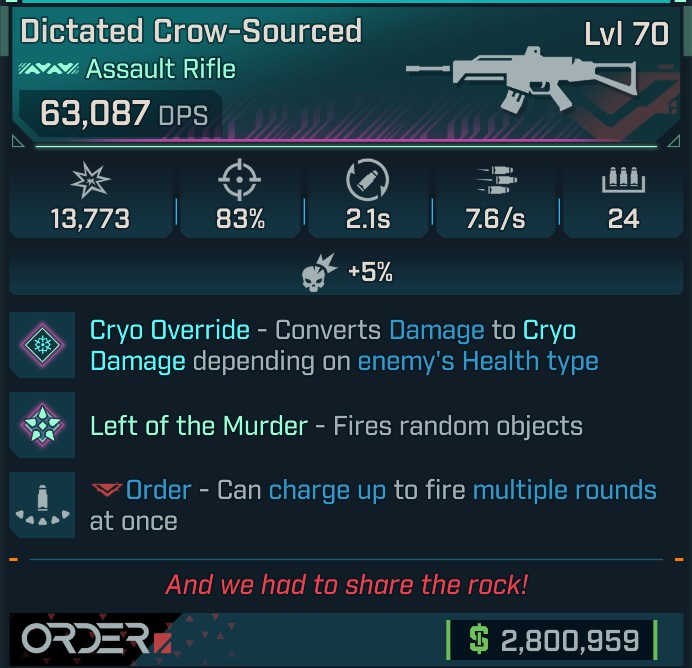 ⭐[GOD ROLL] L70 CROW-SOURCED (CRYO CONVERT) - SEE IMAGE FOR STATS⭐