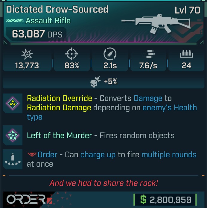 ⭐[GOD ROLL] L70 CROW-SOURCED (RADIATION CONVERT) - SEE IMAGE FOR STATS⭐