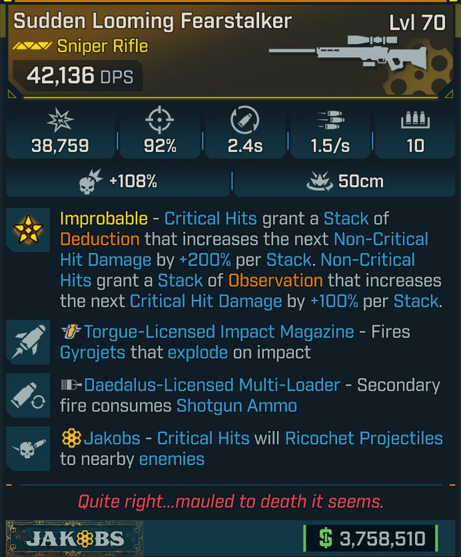 ⭐[GOD ROLL] L70 FEARSTALKER - SEE IMAGE FOR STATS⭐