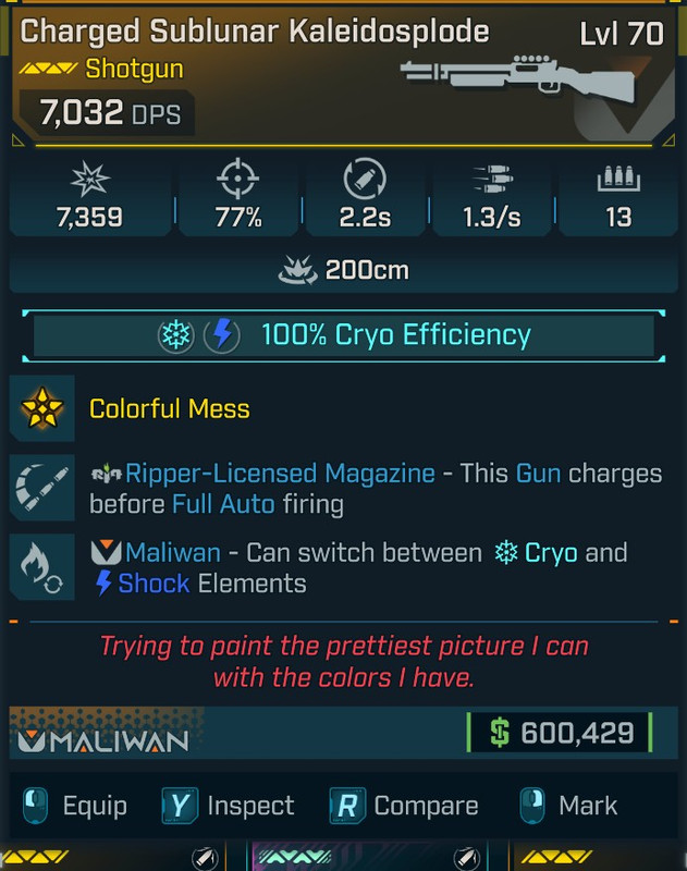 ⭐[GOD ROLL] L70 KALEIDOSPLODE (CRYO) - SEE IMAGE FOR STATS⭐