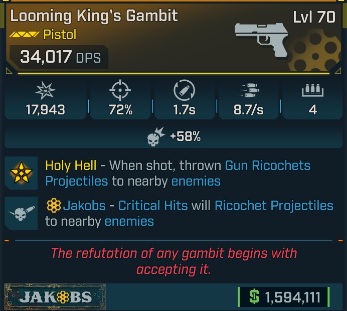 ⭐[GOD ROLL] L70 KING'S GAMBIT - SEE IMAGE FOR STATS⭐