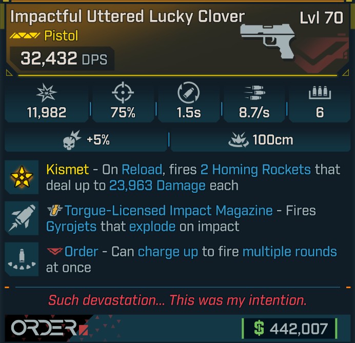 ⭐[GOD ROLL] L70 LUCKY CLOVER - SEE IMAGE FOR STATS⭐