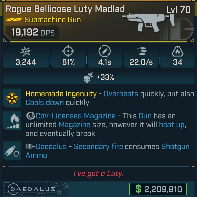 ⭐[GOD ROLL] L70 LUTY MADLAD - SEE IMAGE FOR STATS⭐