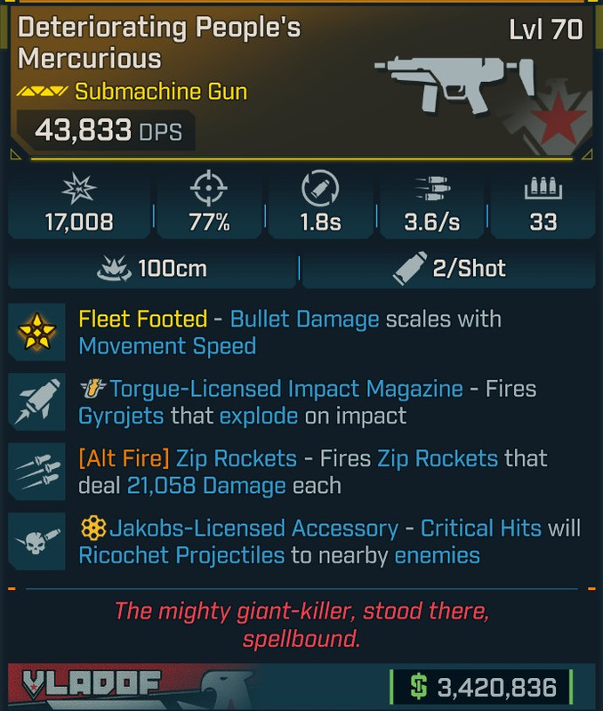 ⭐[GOD ROLL] L70 MERCURIOUS - SEE IMAGE FOR STATS⭐