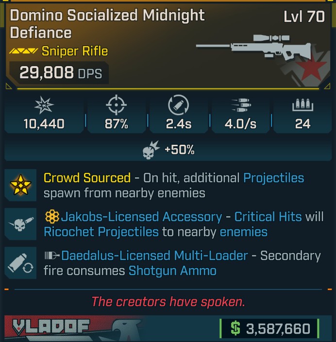 ⭐[GOD ROLL] L70 MIDNIGHT DEFIANCE - SEE IMAGE FOR STATS⭐