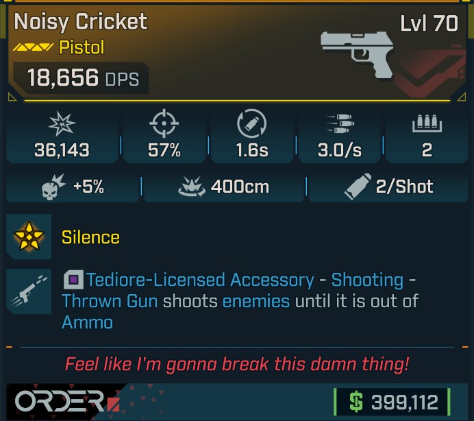 ⭐[GOD ROLL] L70 NOISY CRICKET - SEE IMAGE FOR STATS⭐