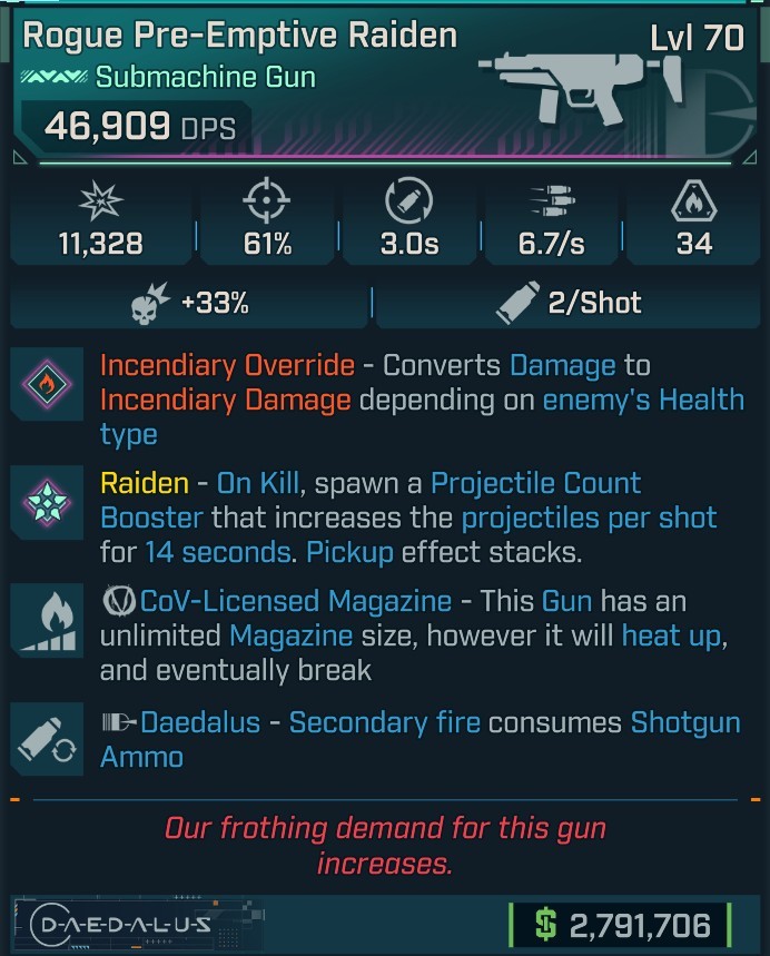 ⭐[GOD ROLL] L70 RAIDEN (FIRE CONVERT) - SEE IMAGE FOR STATS⭐