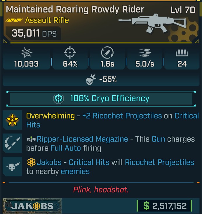 ⭐[GOD ROLL] L70 ROWDY RIDER (CRYO) - SEE IMAGE FOR STATS⭐