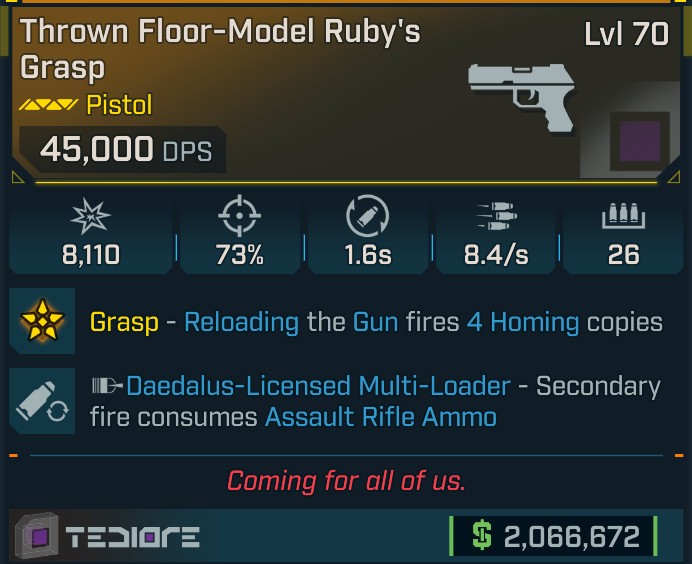 ⭐[GOD ROLL] L70 RUBY'S GRASP - SEE IMAGE FOR STATS⭐
