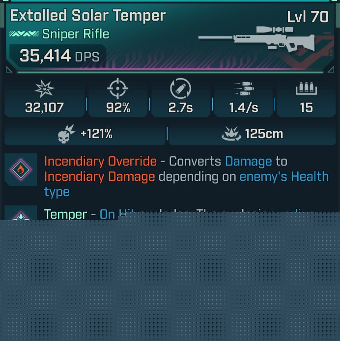 ⭐[GOD ROLL] L70 SOLAR TEMPER (FIRE CONVERT) - SEE IMAGE FOR STATS⭐