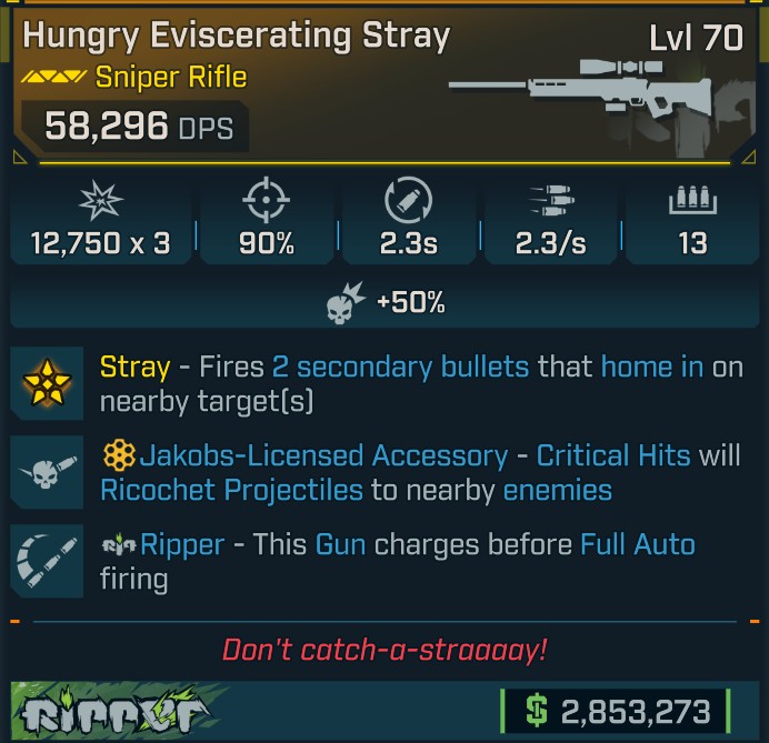 ⭐[GOD ROLL] L70 STRAY - SEE IMAGE FOR STATS⭐
