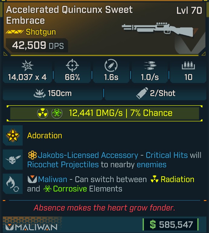 ⭐[GOD ROLL] L70 SWEET EMBRACE (RADIATION/CORROSIVE) - SEE IMAGE FOR STATS⭐