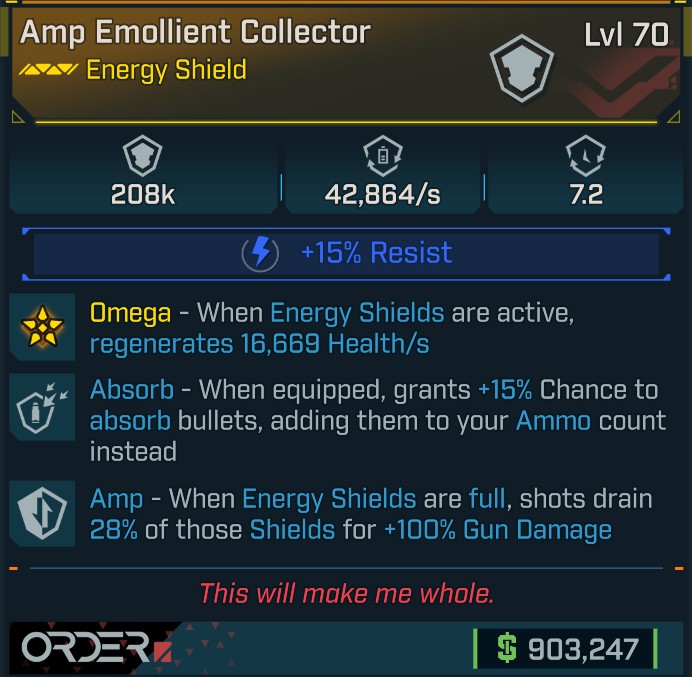 ⭐[META ROLL] L70 COLLECTOR (SHOCK) - ABSORB - AMP - SEE IMAGE FOR STATS⭐