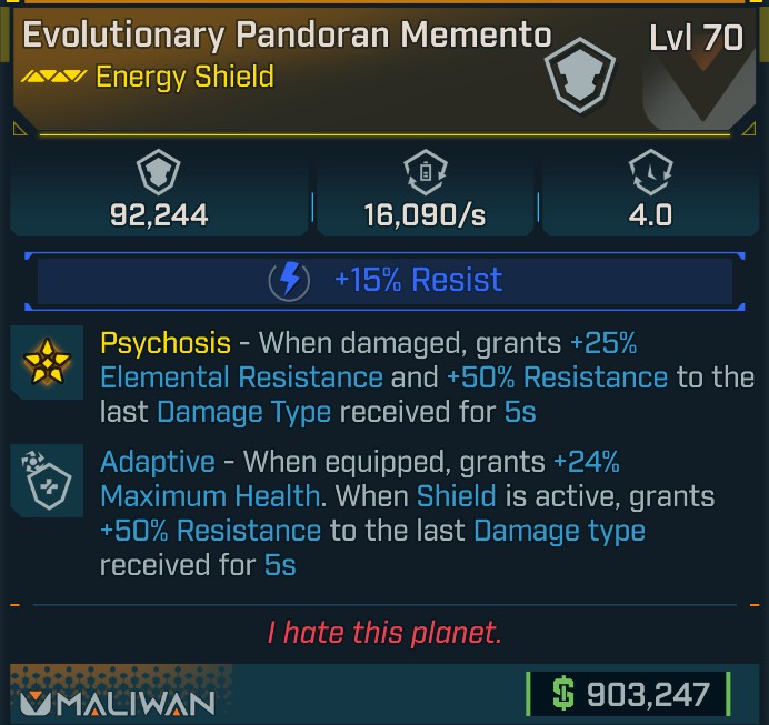 ⭐[META ROLL] L70 PANDORAN MEMENTO (SHOCK) - ADAPTIVE - SEE IMAGE FOR STATS⭐