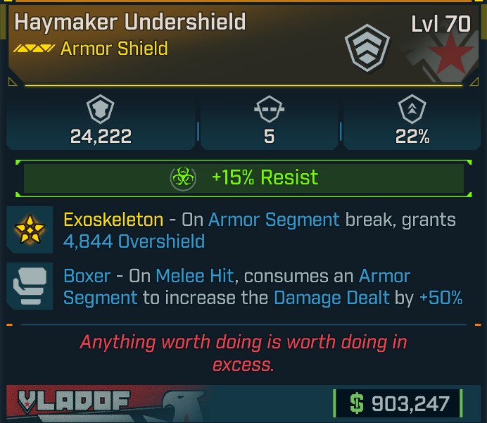 ⭐[META ROLL] L70 UNDERSHIELD (CORROSIVE) - BOXER - SEE IMAGE FOR STATS⭐