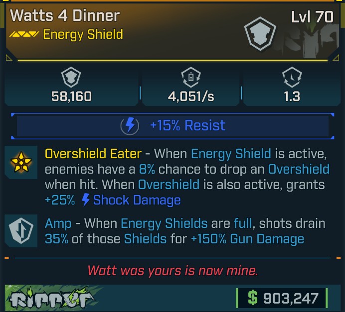 ⭐[META ROLL] L70 WATTS 4 DINNER (SHOCK) - AMP - SEE IMAGE FOR STATS⭐