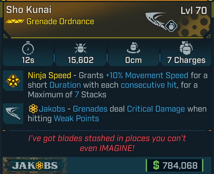 ⭐[META ROLL] L70 SHO KUNAI - SEE IMAGE FOR STATS⭐