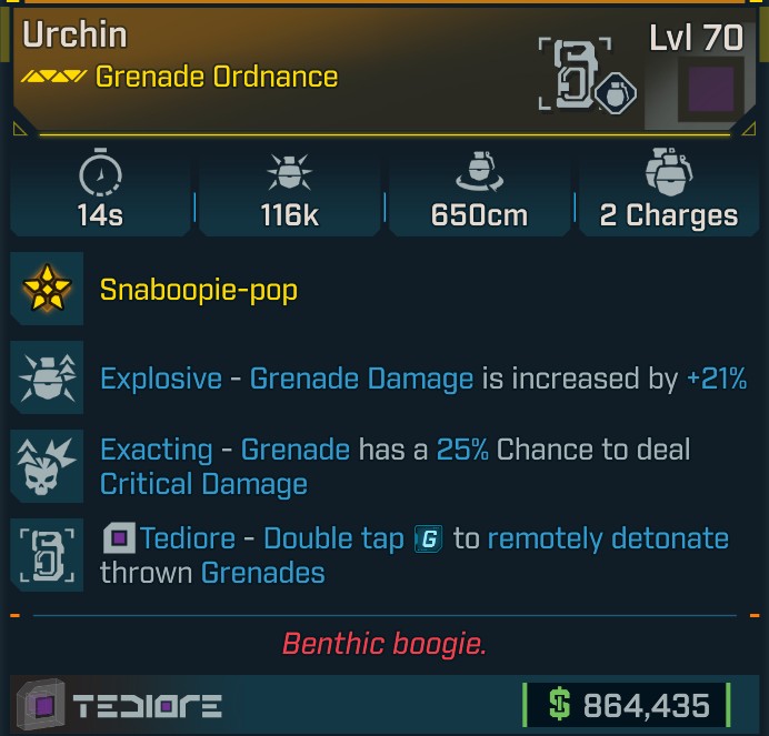 ⭐[META ROLL] L70 URCHIN (EXPLOSIVE) - EXACTING - SEE IMAGE FOR STATS⭐