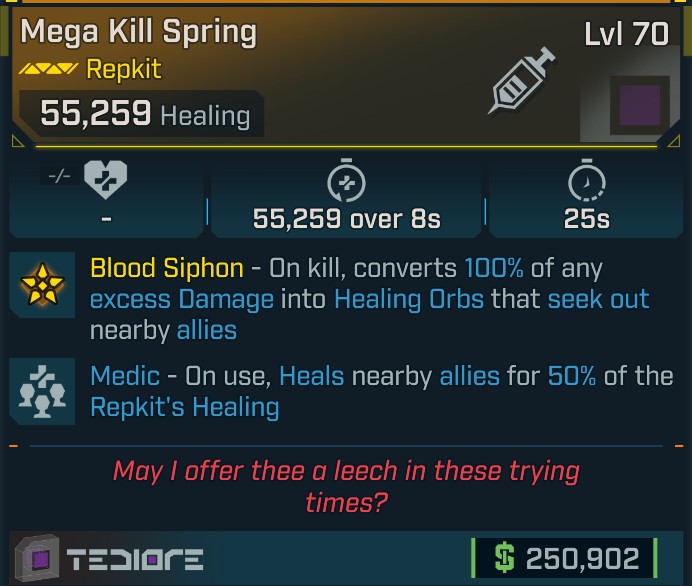 ⭐[META ROLL] L70 KILL SPRING (MEDIC) - SEE IMAGE FOR STATS⭐