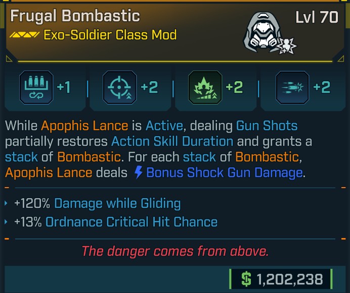 ⭐[META ROLL] L70 BOMBASTIC (ORDNANCE CRIT CHANCE) - SEE IMAGE FOR STATS⭐