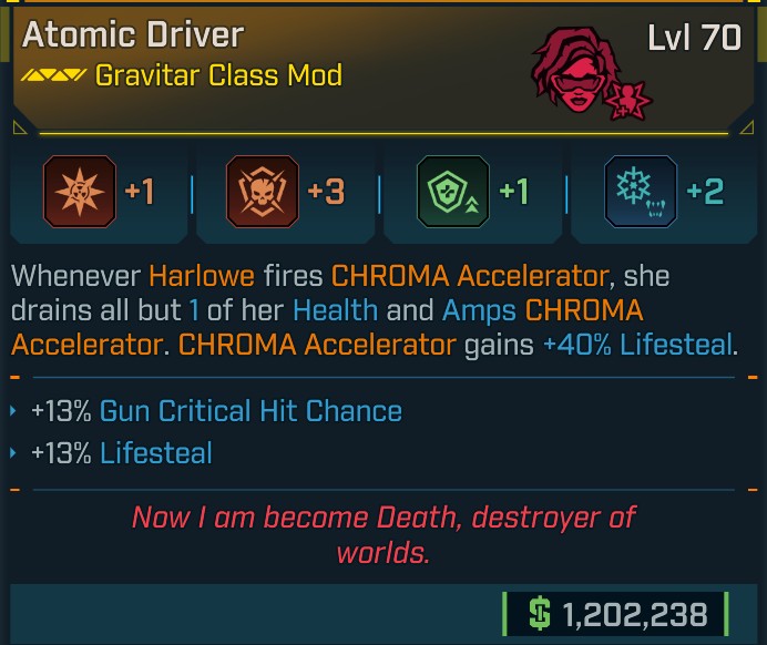 ⭐[META ROLL] L70 DRIVER (GUN CRIT CHANCE) - SEE IMAGE FOR STATS⭐