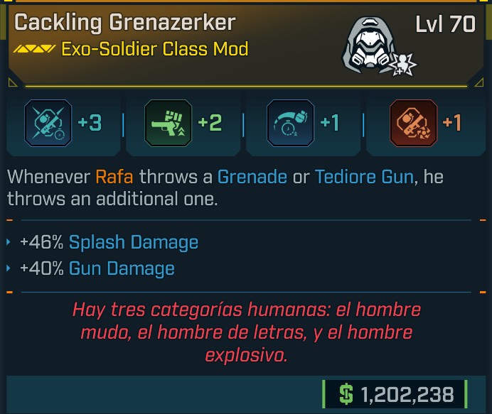 ⭐[META ROLL] L70 GRENAZERKER (SPLASH DAMAGE) - SEE IMAGE FOR STATS⭐