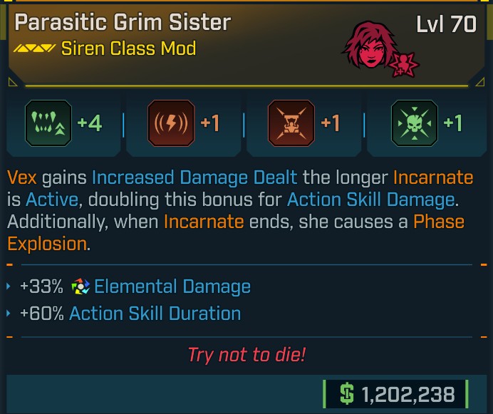 ⭐[META ROLL] L70 GRIM SISTER (ELEMENTAL DAMAGE) - SEE IMAGE FOR STATS⭐