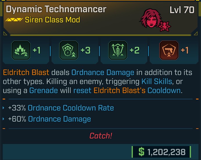 ⭐[META ROLL] L70 TECHNOMANCER (ORDNANCE COOLDOWN RATE) - SEE IMAGE FOR STATS⭐