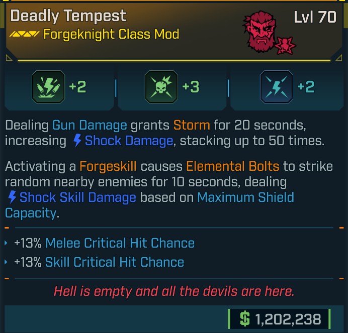 ⭐[META ROLL] L70 TEMPEST (MELEE CRIT CHANCE) - SEE IMAGE FOR STATS⭐