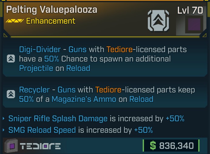 ⭐[META ROLL] L70 VALUEPALOOZA (SNIPER SPLASH DAMAGE+SMG RELOAD SPEED) - SEE IMAGE FOR STATS⭐