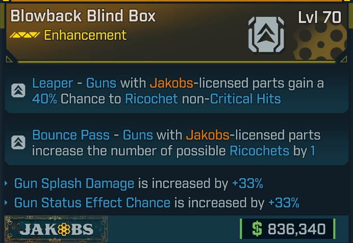 ⭐[META ROLL] L70 BLIND BOX (GUN SPLASH DAMAGE+GUN STATUS EFFECT CHANCE) - SEE IMAGE FOR STATS⭐