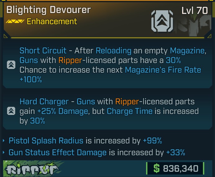 ⭐[META ROLL] L70 DEVOURER (PISTOL SPLASH RADIUS+GUN STATUS EFFECT DAMAGE) - SEE IMAGE FOR STATS⭐