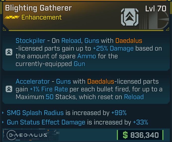 ⭐[META ROLL] L70 GATHERER (SMG SPLASH RADIUS+GUN STATUS EFFECT DAMAGE) - SEE IMAGE FOR STATS⭐