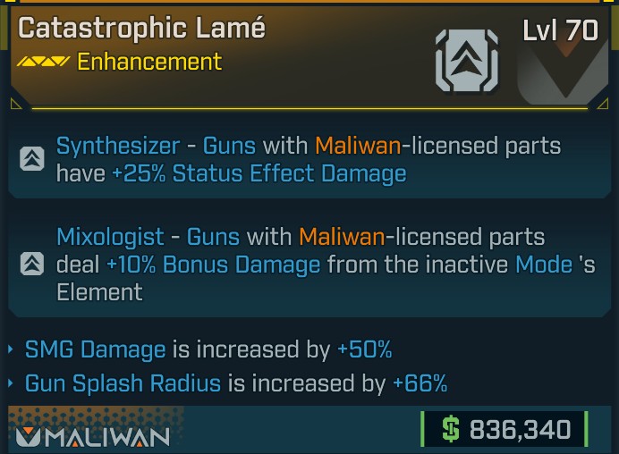 ⭐[META ROLL] L70 LAMÉ (SMG DAMAGE+GUN SPLASH RADIUS) - SEE IMAGE FOR STATS⭐