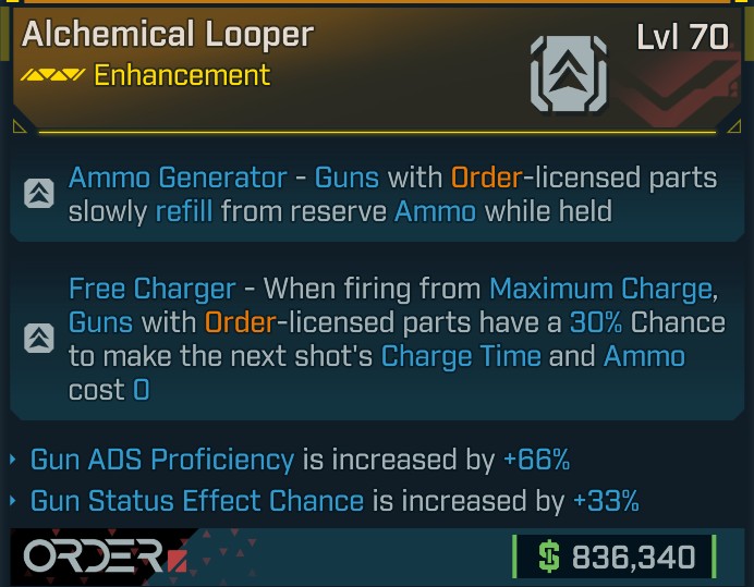 ⭐[META ROLL] L70 LOOPER (GUN ADS PROFICIENCY+GUN STATUS EFFECT CHANCE) - SEE IMAGE FOR STATS⭐
