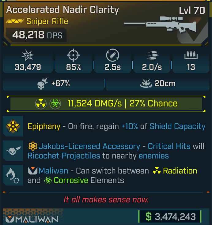 ⭐[GOD ROLL] L70 CLARITY (RADIATION/CORROSIVE) - SEE IMAGE FOR STATS⭐
