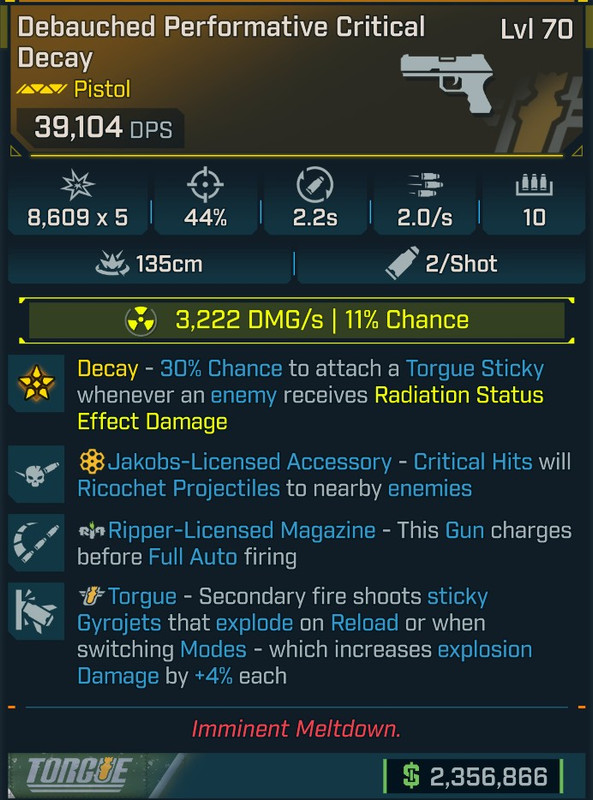 ⭐[GOD ROLL] L70 CRITICAL DECAY (RADIATION) - SEE IMAGE FOR STATS⭐