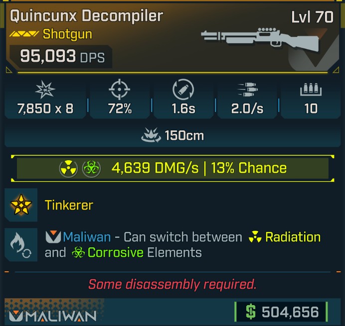 ⭐[GOD ROLL] L70 DECOMPILER (RADIATION/CORROSIVE) - SEE IMAGE FOR STATS⭐