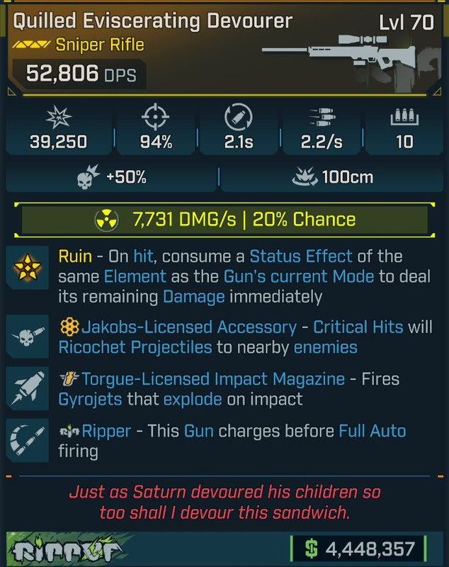 ⭐[GOD ROLL] L70 DEVOURER (RADIATION) - SEE IMAGE FOR STATS⭐