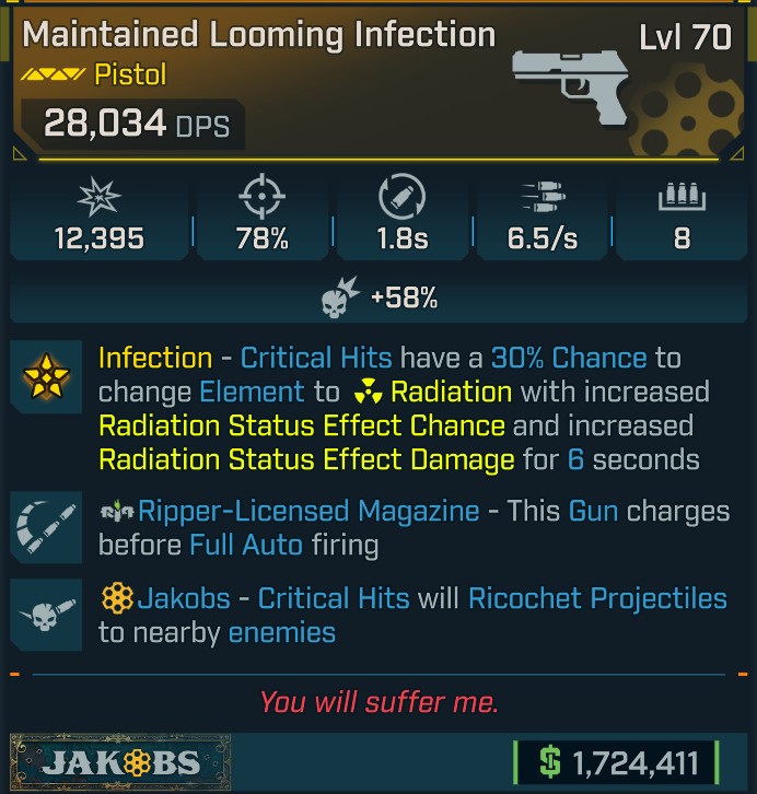 ⭐[GOD ROLL] L70 INFECTION - SEE IMAGE FOR STATS⭐