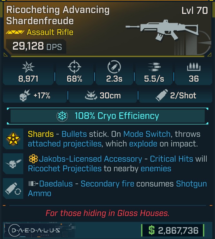 ⭐[GOD ROLL] L70 SHARDENFREUDE (CRYO) - SEE IMAGE FOR STATS⭐