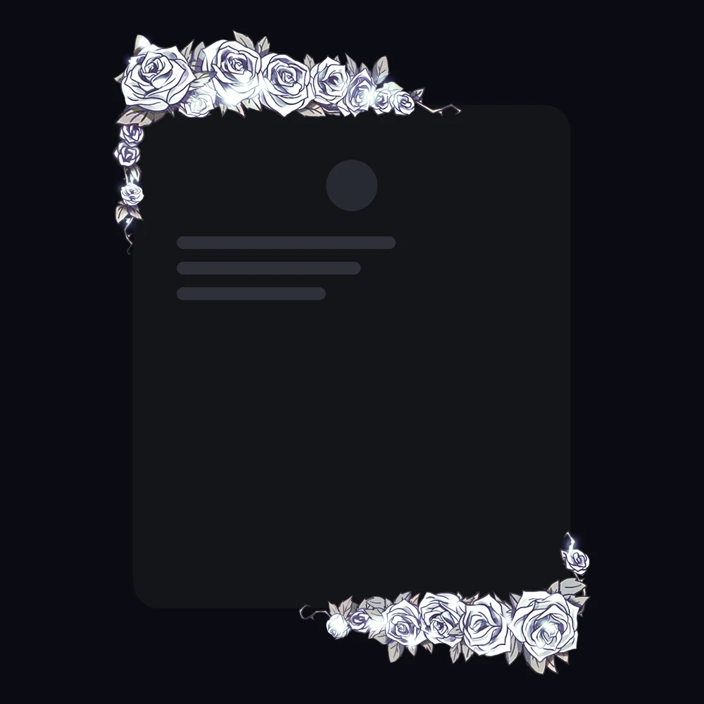 Discord Dark Roses (White) Profile Frame 🎁 | Gift Link | Instant