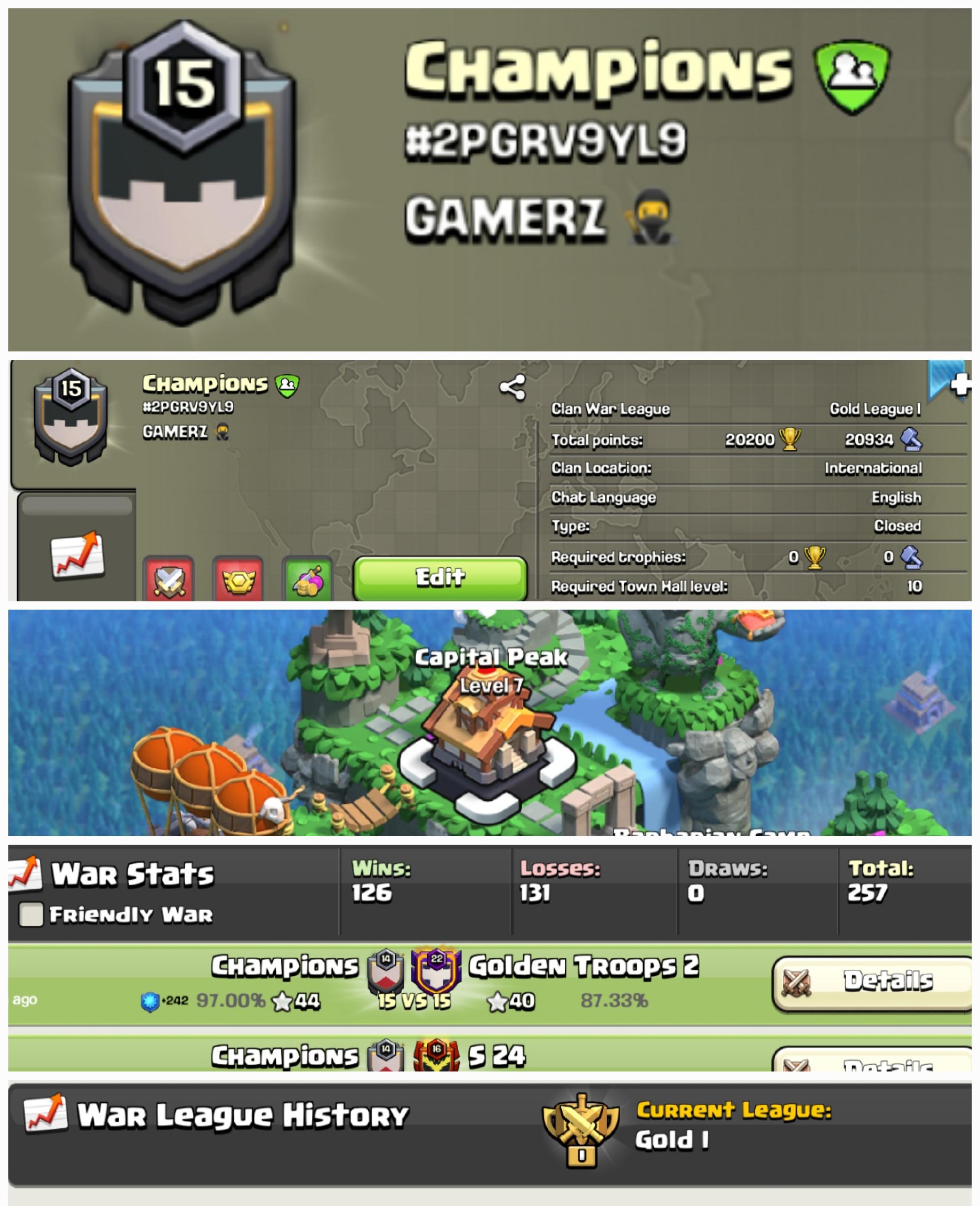 Champions !! LEVEL 15 !! CAPITAL PEAK 7 !! WIN 126 LOSS 131 !! GOLD 1 !! BEST NAME !! AFFORDABLE !! FAST DELIVERY