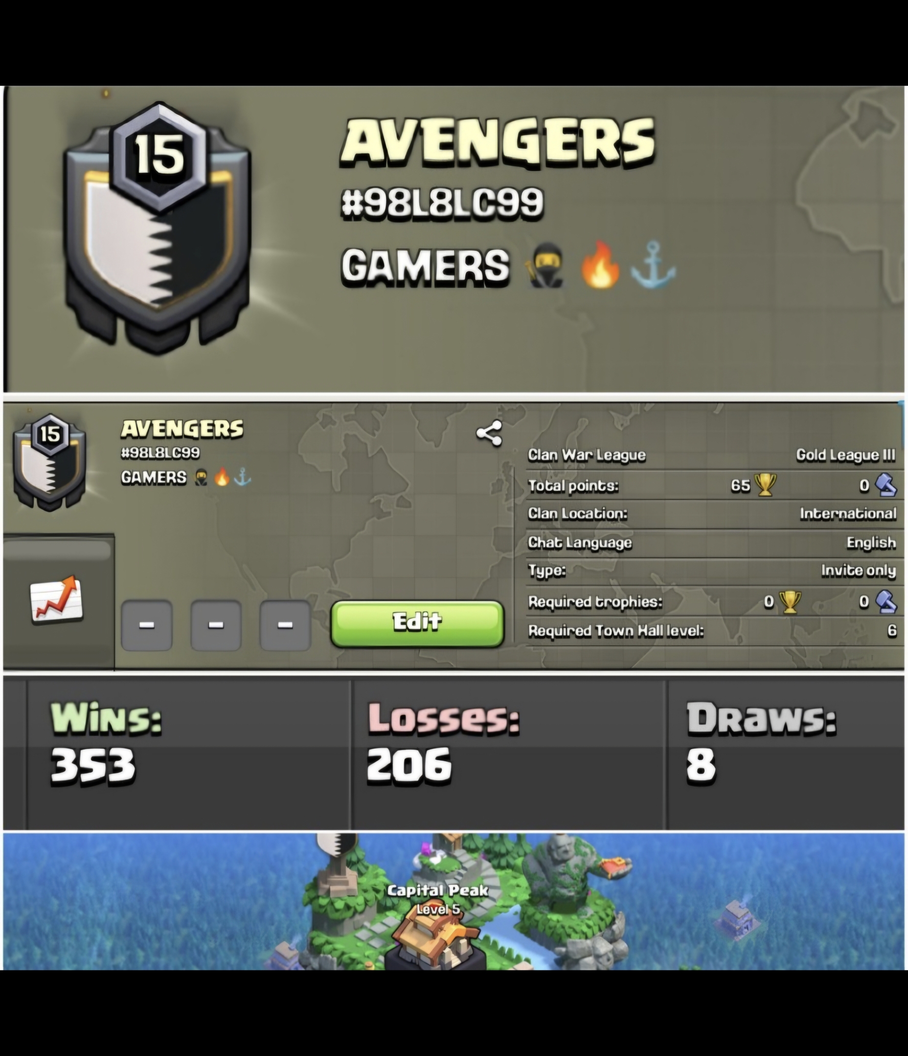 AVENGERS !! LEVEL 15 !! WIN 353 LOSS 206 !! CAPITAL PEAK 5 !! MOST DEMANDING NAME !! AFFORDABLE !! INSTANT DELIVERY