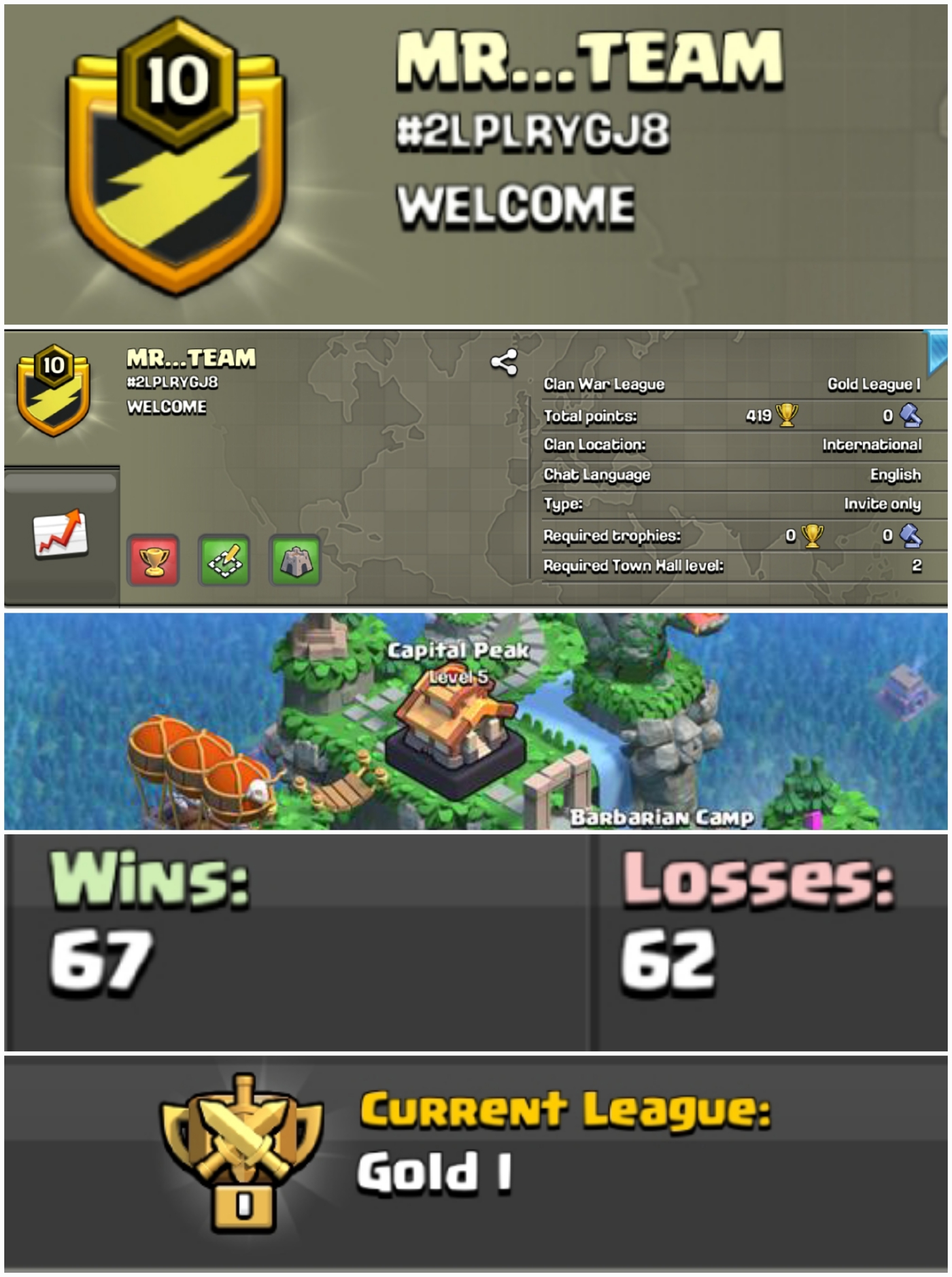 MR....TEAM !! LEVEL 10 !! WIN 67 LOSS 62 !! CAPITAL PEAK 5 !! GOLD 1 !! PERFECT NAME !! AFFORDABLE !! INSTANT DELIVERY
