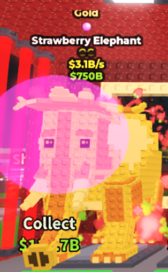 Gold bubblegum elephant