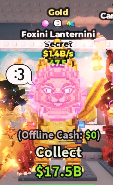GOLD FOXINI LANTERNINI 1.4B/S (BUBBLEGUM + 2 TRAITS) – STEAL A BRAINROT – FAST DELIVERY & TRUSTED #L6Q8P2
